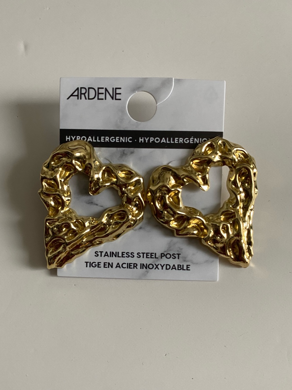 Gold Sculpted Heart Earrings